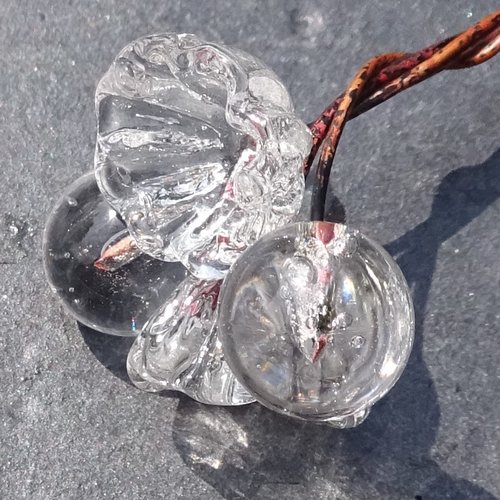 Headpins en verre filé, lampwork, verre de murano, perl.4904