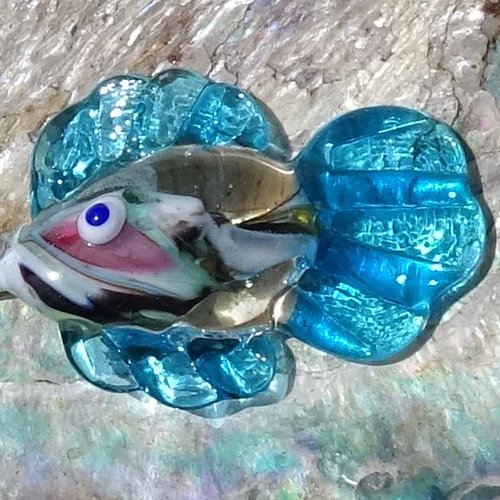 Headpin poisson, verre filé, lampwork, verre de murano, perl.4946