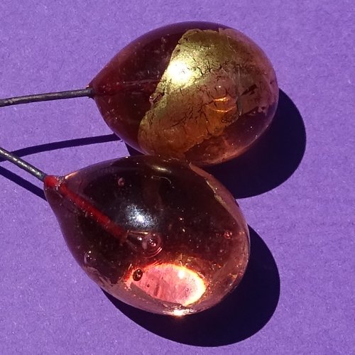 Headpins en verre filé, lampwork, verre de murano, perl.4976