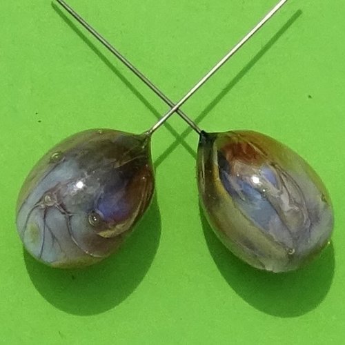 Headpins en verre filé, lampwork, verre de murano, perl.4984