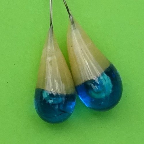 Headpins en verre filé, lampwork, verre de murano, perl.4989