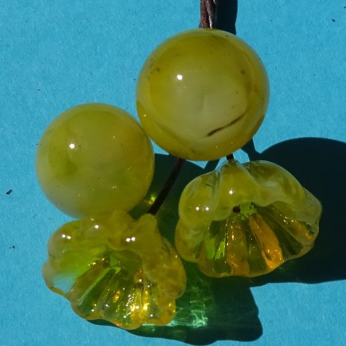 Headpins en verre filé, lampwork, verre de murano, perl.5028