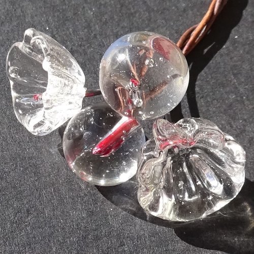 Headpins en verre filé, lampwork, verre de murano, perl.5143