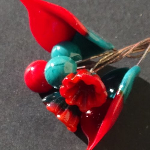 Headpins en verre filé, lampwork, verre de murano, perl.5184