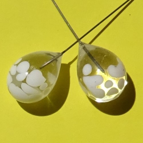 Headpins en verre filé, lampwork, verre de murano, perl.5522