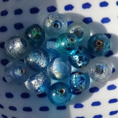 Lot de 15 perles destockées, verre, perl.4410