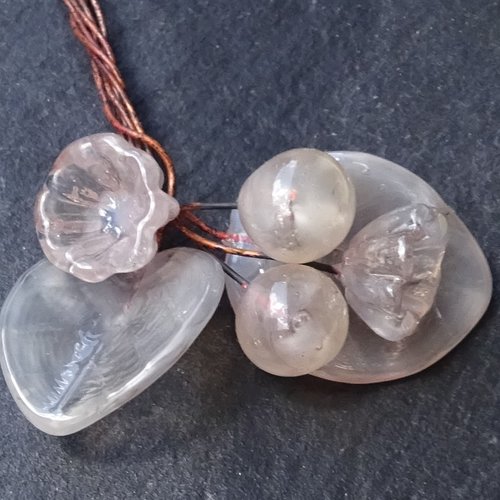 Headpins en verre filé, lampwork, verre de murano, perl.5567