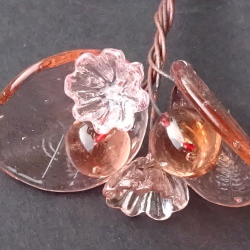 Headpins en verre filé, lampwork, verre de murano, perl.5259