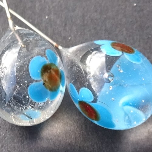 Duo de headpins en verre filé, lampwork,perl.5273