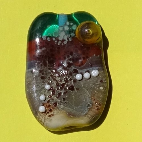 Jolie perle focale, verre de murano, lampwork, verre filé,  perl.5631