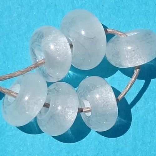 Lot de 6 perles intercalaires au chalumeau, lampwork, verre filé, murano perl.4963