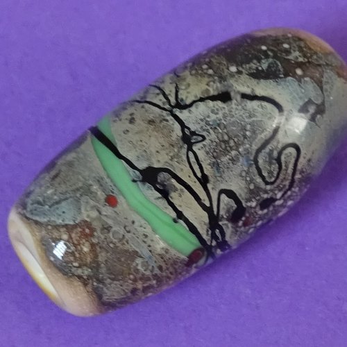 Perle cylindrique, verre de murano, lampwork, verre filé,  perl.4814