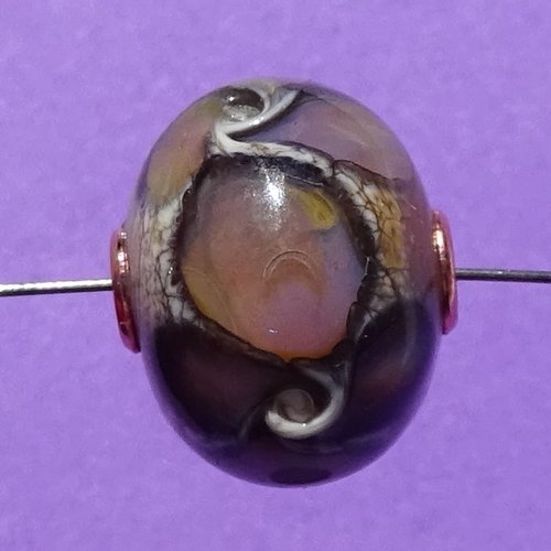 Jolie perle ronde, verre de murano, lampwork, verre filé,  perl.3954
