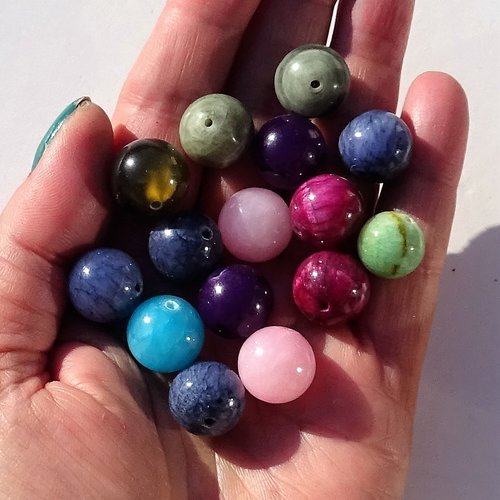 Lot de perles agates 14mm, perl.2883