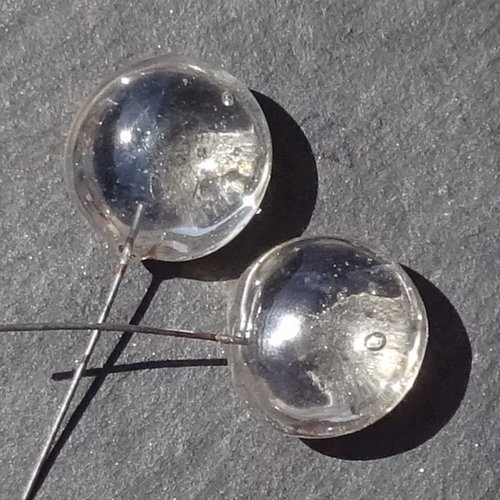 Headpins en verre filé, lampwork, verre de murano, perl.5656