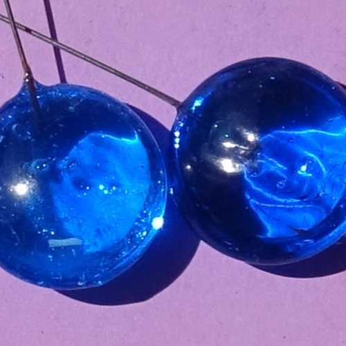 Headpins forme lentille, en verre filé, lampwork, verre de murano, perl.5657