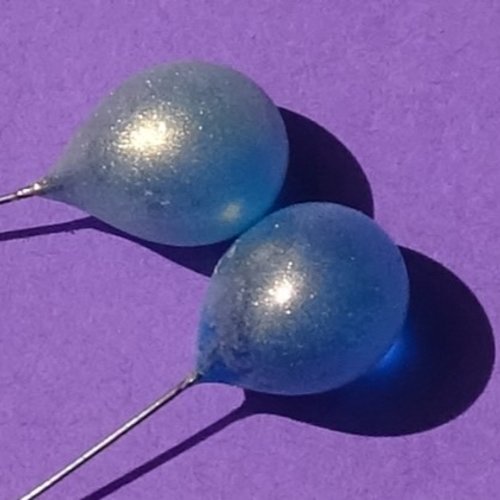 Duo de headpins en verre filé, lampwork,perl.5687