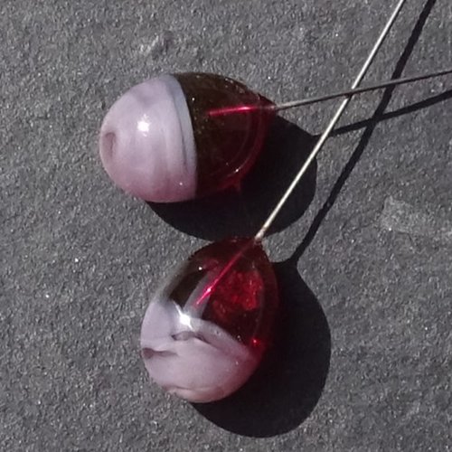 Duo de headpins en verre filé, lampwork,perl.5688