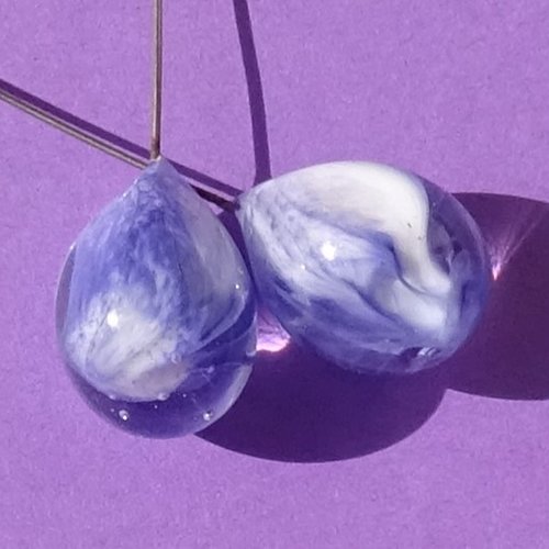 Duo de headpins en verre filé, lampwork,perl.5711
