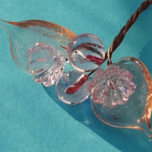 Headpins en verre filé, lampwork, verre de murano, perl.5727