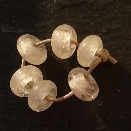 Lot de 6 perles intercalaires au chalumeau, lampwork, verre filé, murano perl.5744