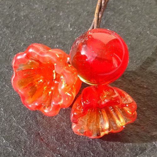 Headpins en verre filé, lampwork, verre de murano, perl.5806