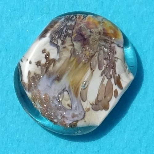 Grande perle plate en verre de murano perl.4942