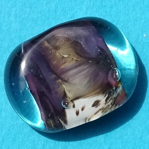 Grande perle plate en verre de murano perl.4941