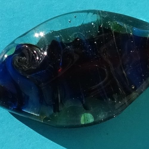 Jolie perle plate biconique, verre de murano, lampwork, verre filé,  perl.5185