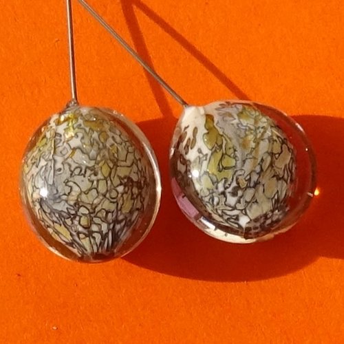 Duo de headpins en verre de murano perl.5852