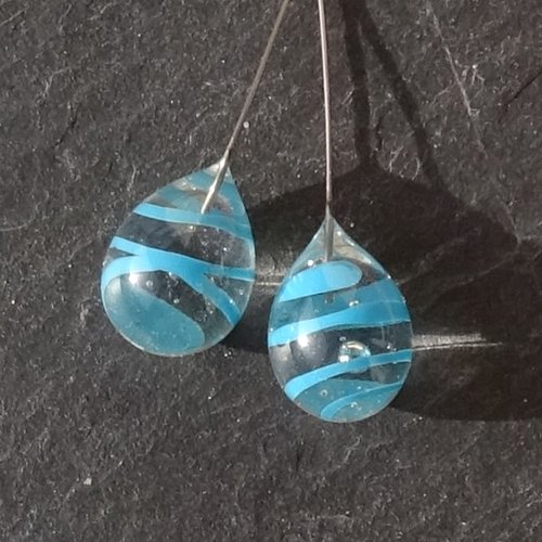 Duo de headpins en verre de murano perl.5860
