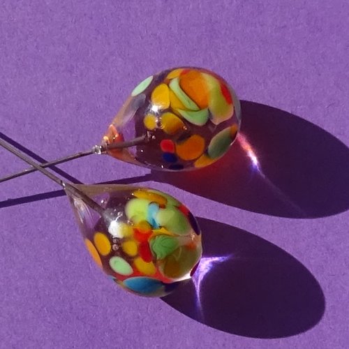 Headpins verre filé, lampwork, verre de murano, perl.5892
