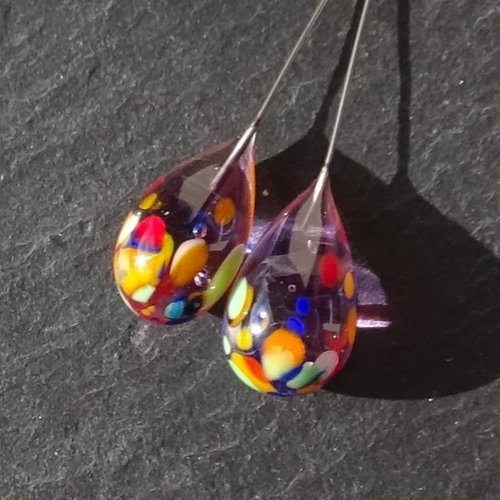 Headpins verre filé, lampwork, verre de murano, perl.5898