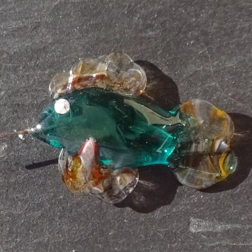 Headpin poisson, verre filé, lampwork, verre de murano, perl.5921