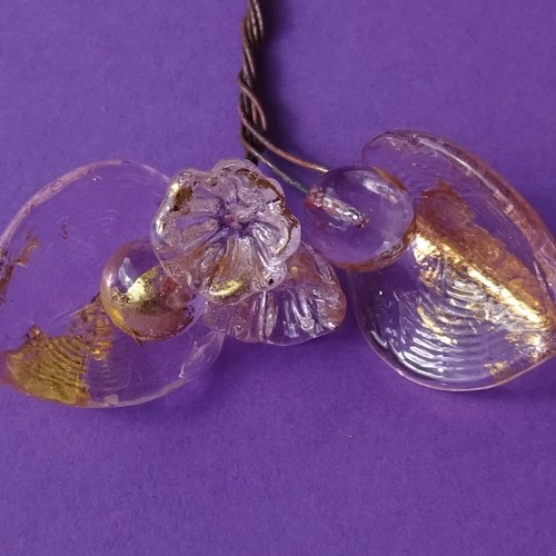 Headpins en verre filé, lampwork, verre de murano, perl.5933