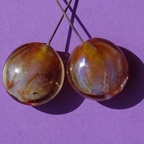 Duo de headpins en verre filé, lampwork,perl.5937