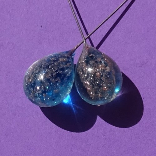 2 headpins verre filé, lampwork, verre de murano, perl.5944
