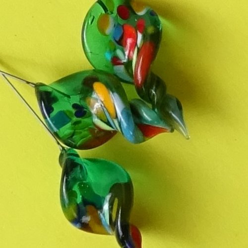 Trio de headpins verre filé, lampwork, verre de murano, perl.5946