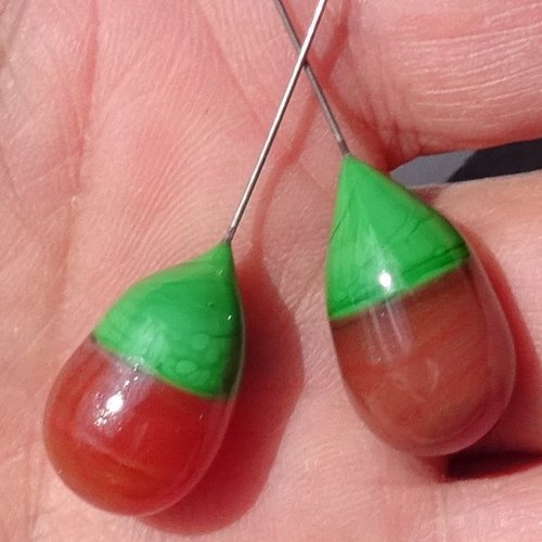 Headpins verre filé, lampwork, verre de murano, perl.3472