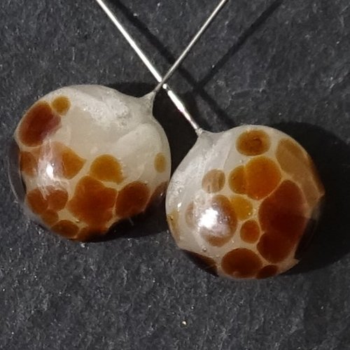 Duo de headpins en verre filé, lampwork,perl.5995