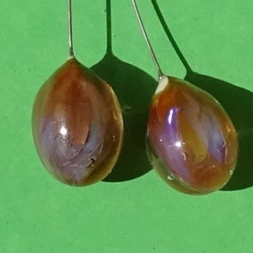 Duo de headpins en verre filé, lampwork,perl.6014