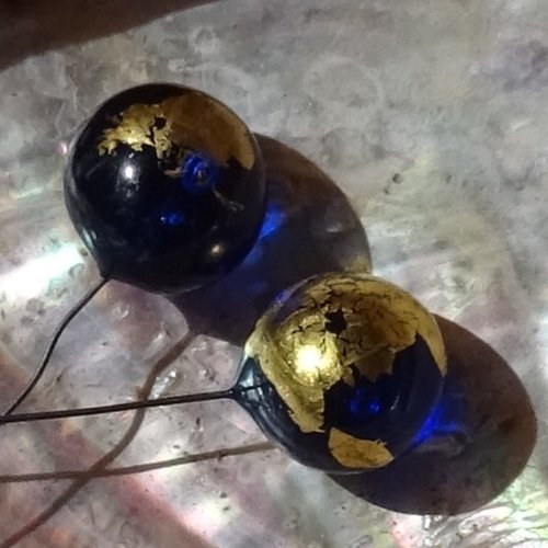 Duo de headpins en verre filé, lampwork,perl.6016