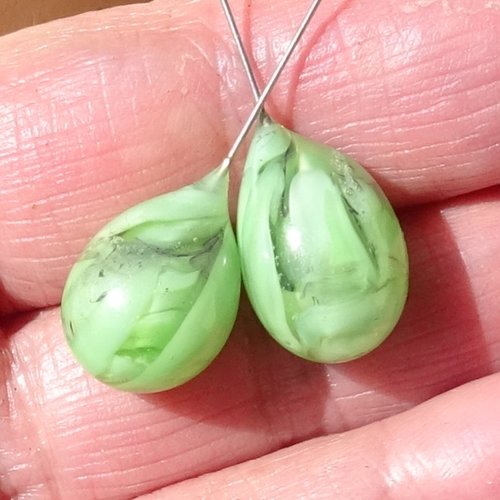Duo de headpins en verre filé, lampwork,perl.6017