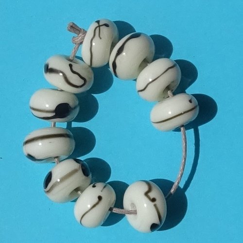 Lot de 10 perles intercalaires au chalumeau, lampwork, verre filé, murano perl.6039