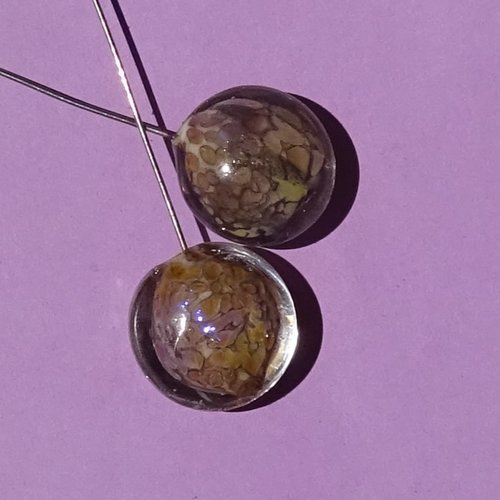 Duo de headpins en verre filé, lampwork,perl.6097