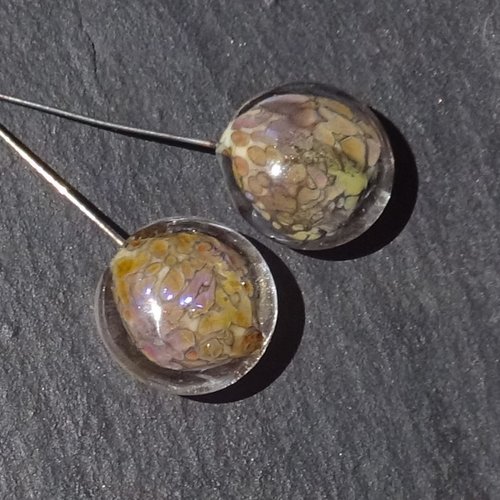 Duo de headpins en verre filé, lampwork,perl.6097
