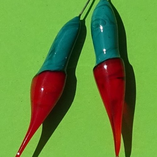 Headpins en verre filé, lampwork, verre de murano, perl.4930
