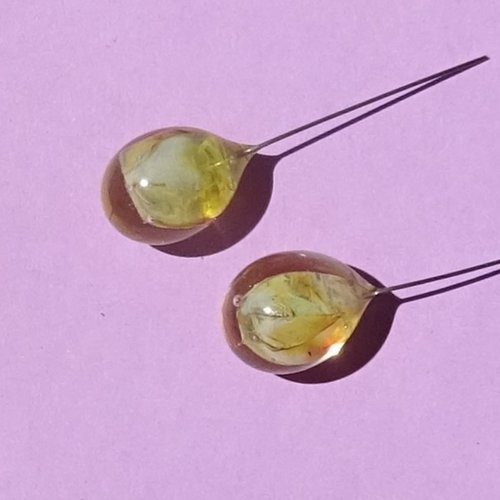 Headpins en verre filé, lampwork, verre de murano, perl.6107