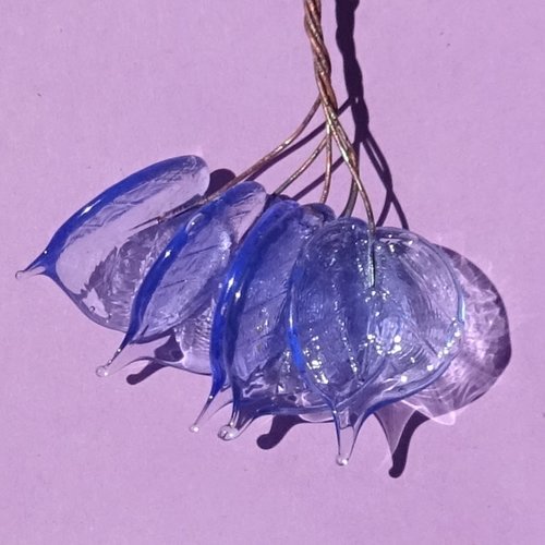 Lot de 5 headpins en verre filé, lampwork, verre de murano, perl.6111