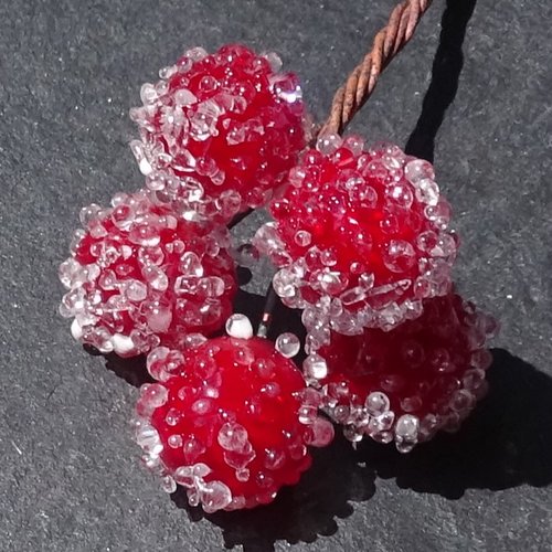 Lot de 5 headpins en verre filé, lampwork,perl.6128